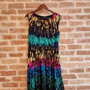 Rainbow / Pride Midi Dress by Ellen Tracy - Size 8, Short-Sleeved, Pockets, EUC!